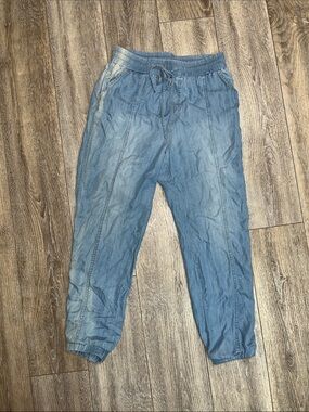 Jolt Relaxed Drawstring Denim Joggers - Light Blue